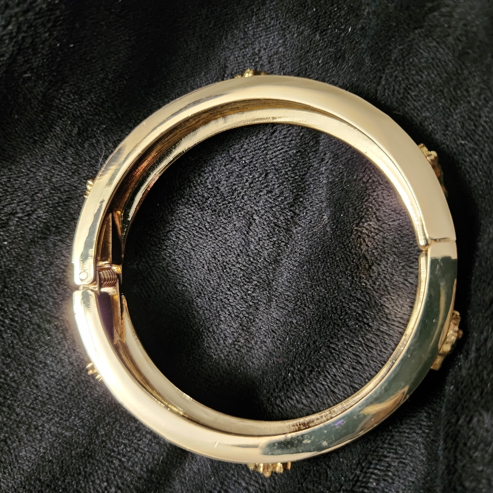 Blue and Gold Hinged Bracelet with Horse Accent - Picture 2 of 2